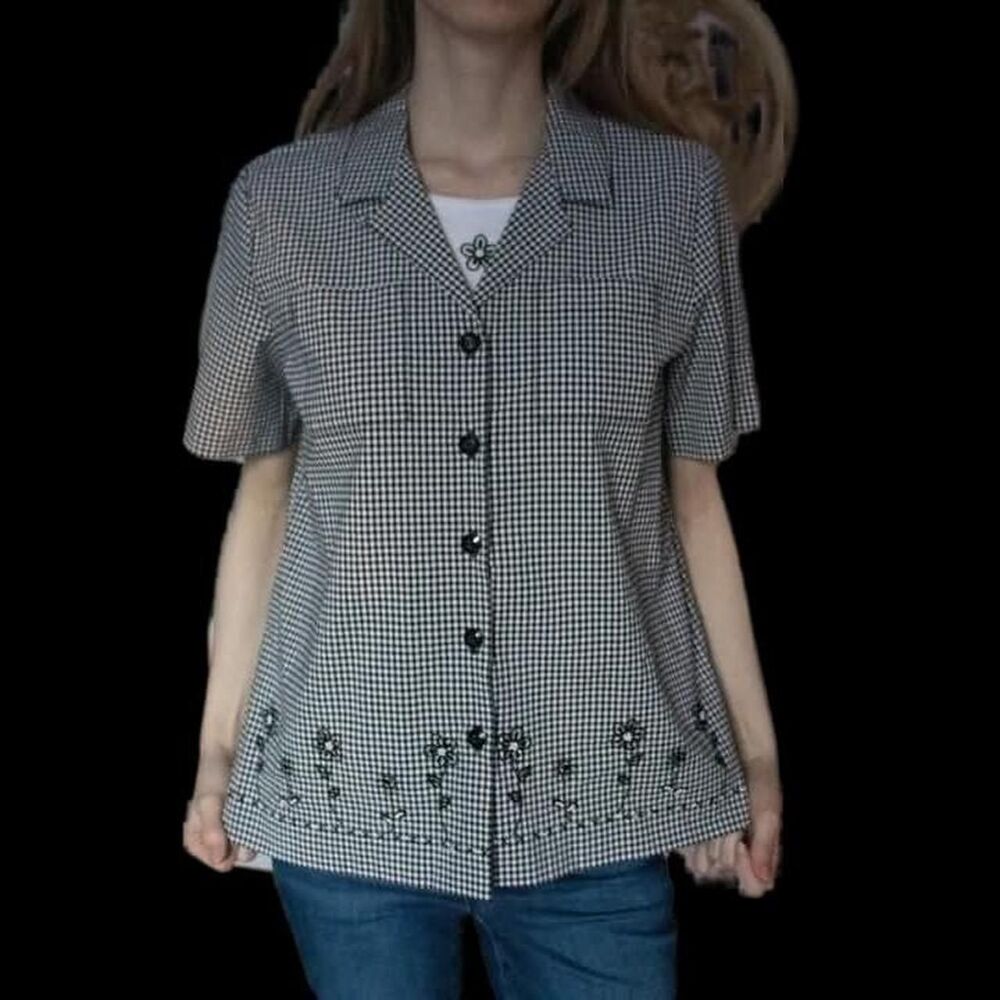 Alfred Dunner Women's Black and White Blouse